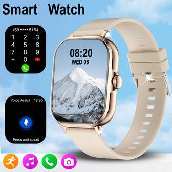 Senaste mode 2025 med 2,01" silikonarmband, full pekskärm, smartklocka för utomhusbruk, för män och kvinnor, trådlöst samtal, påminnelse/avvisande samtal, meddelandeavisering, stegräknare, trådlös musik, flera sportlägen, lämplig som födelsedag, högtid, examen, halloweenpresent till par, äldre, vänner, klasskamrater