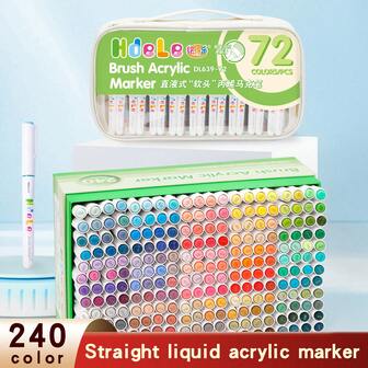 1 pieza Marcador acrílico de doble punta, 2 colores en 1, mezclable, adecuado para bocetos a color, pintura de artistas, hacer regalos de Navidad, Acción de Gracias, Año Nuevo, Pascua, fiestas, tarjetas, metal, cerámica, vidrio, decoración de Halloween, dibujos a color con pincel