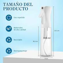 2PCS 300ML Botellas de Spray para el Cabello, Rociador de Cabello Pulverizador Recargable de Niebla Fina para Peinado, Cuidado de la Piel, Jardinería y Limpieza (Transparente) BDEA - Transparente - Ver 6
