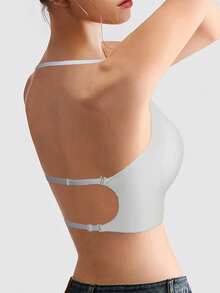 Women'S Sexy Elegant Backless Push-Up Bra - U-Shaped, X-Back With Removable Adjustable Straps, Seamless Nylon Lingerie, High Support, Hand Washable, Backless Dress Accessory|Detachable Strap Bra|Nylon Fabric - 白色 - 查看 3