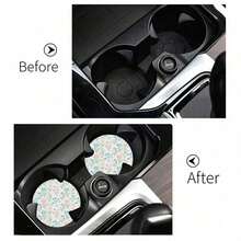 2pcs Car Cup Holder Coasters, Anti-Slip Shockproof Universal Fashion Car Coasters, Insert Interior Accessories, Party Gift - 杏色 - 查看 3