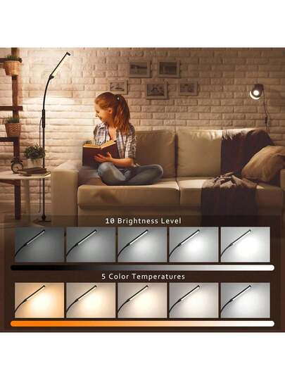 Yogle Circular Vloer Lamp 168 LED Remote Control, In Convertible Lamp/Table Lamp, 360° Adjustable Gooseneck [3 Temperature 10 Brightness Levels] view 8