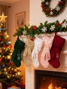Custom Large Christmas Stocking Gift Bag, Santa Claus Snowman Candy Gift Stocking, Tree Decorations, Family Holiday Christmas Party Decorations, Holiday Gift Storage, Christmas - Multicolor - View 9