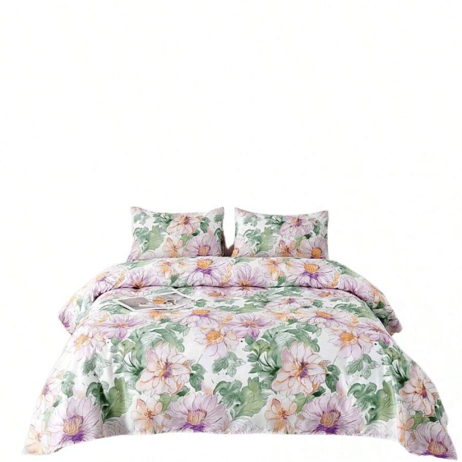 Juego de Funda Nórdica Estampado Floral - Beis - Ver 1