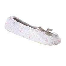 Isotoner Women's Embroidered Terry Ballerina Slippers{Inchsize_nameinch:Inch9.5-10.5inch,Inchcolor_nameinch:InchHeatherGreySoftTieBowinch} - HeatherGreySoftTieBow - Xem 3