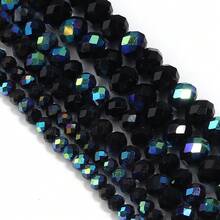 1 szt. półpowlekane czarne fasetowane szklane koraliki kryształowe 4 mm/6 mm/8 mm, modne klasyczne kolorowe ozdoby świąteczne do tworzenia biżuterii DIY do kolczyków/bransoletek/bransoletek na kostkę/naszyjników/dekoracji choinkowej/dekoracji świątecznych/dekoracji ślubnych/dekoracji okiennych/odzieży i akcesoriów torebkowych - Półgalwanizowany na czarno - Zobacz 5