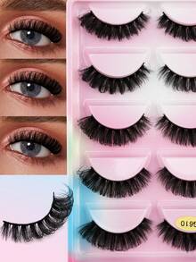 5 paia di ciglia finte in finta pelliccia di visone, ciglia finte 3D spesse e voluminose con riccio drammatico, adatte per ragazze che partecipano a balli, feste e per il trucco