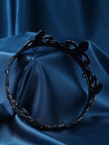 国王皇冠，男士水晶复洛克黑色皇冠舞会国王皇冠头饰邪恶皇冠奢华水钻银色皇冠生日舞会万圣节角色扮演派对生日皇冠 - 古銀色 - 查看 3