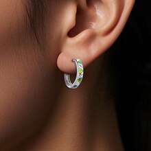 Bông tai bạc 925 thiết kế hình tam giác đính đá Cubic Zirconia nhiều màu sắc, kiểu dáng sang trọng, nhẹ nhàng, thích hợp cho tiệc tùng, đeo hàng ngày, làm quà tặng cho gia đình, bạn bè, dịp Giáng sinh, Lễ tình nhân, sinh nhật (có hộp quà). - màu xanh lá - Xem 6