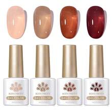 Jelly Burgundy Gel Nail Polish Sheer Milky Jelly Nude Brown Wine Red Gel Polish Crystal Transparent Gel Polish Set Fall Autumn Ember Jelly Series Nail Art Varnish Manicure Collection Gift{Inchcolor_nameinch:InchAutumnEmberinch} - 秋燼 - 查看 6