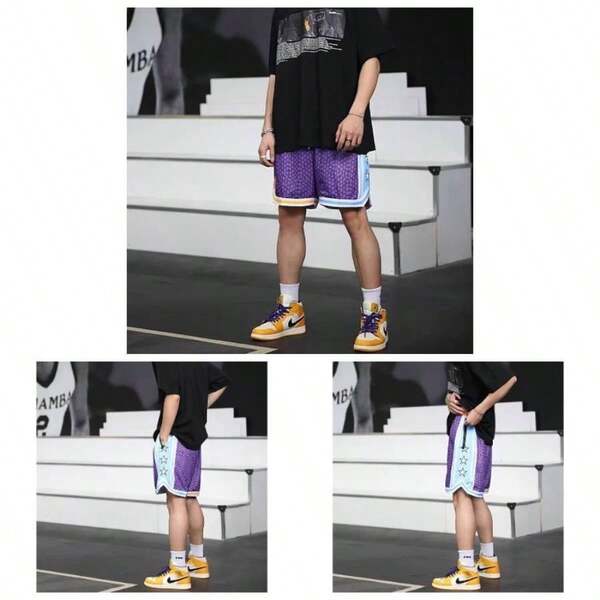 Men's Basketball Shorts Gym Training Workout Athletic Shorts Mesh Graphic Print Running Short Pants