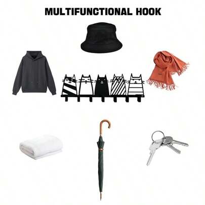 1pc Decorative Wall Key Storage Rack With Hooks, Hat Rack Holder For Clothes, Home Decor, Household Space Saving Storage Organizer For Kitchen, Entryway, Bedroom, Bathroom, Office, Wall Decor, Aesthetic Room Decor