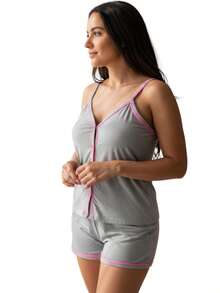 Kit With 5 Baby Doll Breastfeeding Pajamas With Surgical Straps And Luxury Buttons Blogger Mesh - Multicolor - View 3