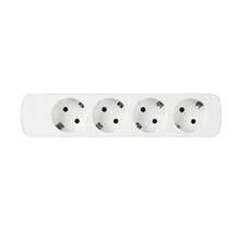 CILIA 4-Outlet Schuko Power Strip Child Protection, Universal German Standard Adapter, White,Black