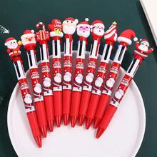 5pcs Random Red Series Christmas Ball Pens, Santa Claus Gift Christmas Tree Style Multicolor Gift Pens, Christmas Holiday Student Stationery Prize Gift Christmas Gift Reward - Multicolor - View 1
