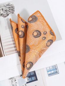 1pc Fashionable Men's Elegant Peacock Feather Pattern Pocket Square/Handkerchief, Suitable For Business And Formal Events