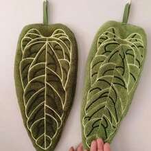 1pcs Creative Leaf Design Hand Towel, Hanging Style For Kitchen, Bathroom, Room Decor, Absorbent & Easy To Clean, Personalized Towel Dish Cloths Kitchen Towel