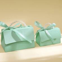 10 pièces Boîtes cadeaux élégantes gaufrées avec poignées en perle et rubans en satin, boîtes à cadeaux de mariage de luxe pour la Saint-Valentin, la baby shower, le baptême, l'anniversaire, les cadeaux d'anniversaire, emballage cadeau haut de gamme avec plusieurs options de taille. Décorations de Noël à la maison, cadeaux de Noël, décoration de Noël