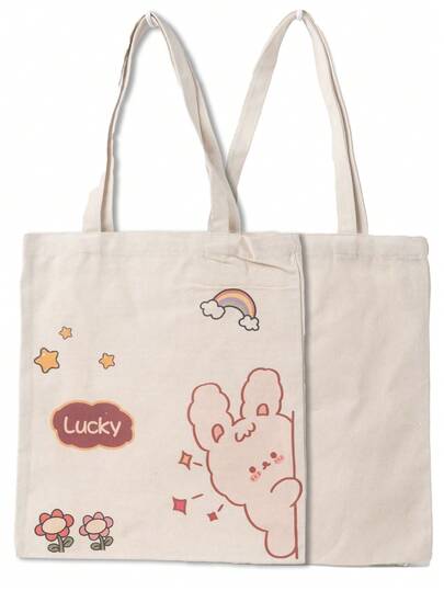 Large Capacity Canvas Tote Bag, Women's 2025 New Shopping Bag, Crossbody Shoulder Bag For Students, Casual Minimalist One Shoulder Commuter Tote