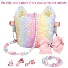 Girls Toy Wallet, Toddler Wallet, Includes Pretend Makeup, Princess Toy Set, Containing Handbag, Phone, Watch, Scarf, Children's Toy Wallet, Birthday Gift, Suitable For Girls Aged 3, 4, 5, 6 And Above