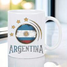 1pc, 11oz, Ceramic Coffee Mug Argentina Coffee Mug - Reusable, Hand-Wash Only, White With National Flag Design, Perfect For Coffee Lovers, Men & Women, Coffee Bar Accessories - Ngôi sao - Xem 4