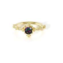 Promise Rings Her 14K Gold Plated Rings Dainty Vintage PeridotAlexandrite Engagement Ring Gold Jewelry Non Tarnish Gifts Women Size 5 - 10 - 8 + 復古訂婚戒指 + 黃金 - 查看 1