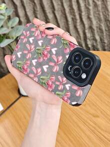 Charmante Handyhülle mit Tulpenschleife und Herzmotiv, romantische ästhetische Blumenhülle, süßes Schutzaccessoire für Frauen, stoßfest, schmale Passform, kompatibel mit iphone16 pro max/16pro/16plus/16/15promax/15pro/15plus/15/14promax/14pro/14plus/14/13promax/13pro/13/12promax/12pro/12/11promax/11pro/11/X/XS/XSmax