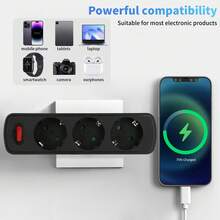 CILIA Schuko Adapter With Child Safety, Aigostar 3-Outlet Power Strip With Switch, Universal German Standard, White,Black