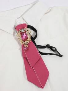 1件复古洛丽塔水晶水钻领带，女士哥特式优雅衬衫配饰，可调节角色扮演派对吸睛领带，带珠宝装饰 - A - 查看 8