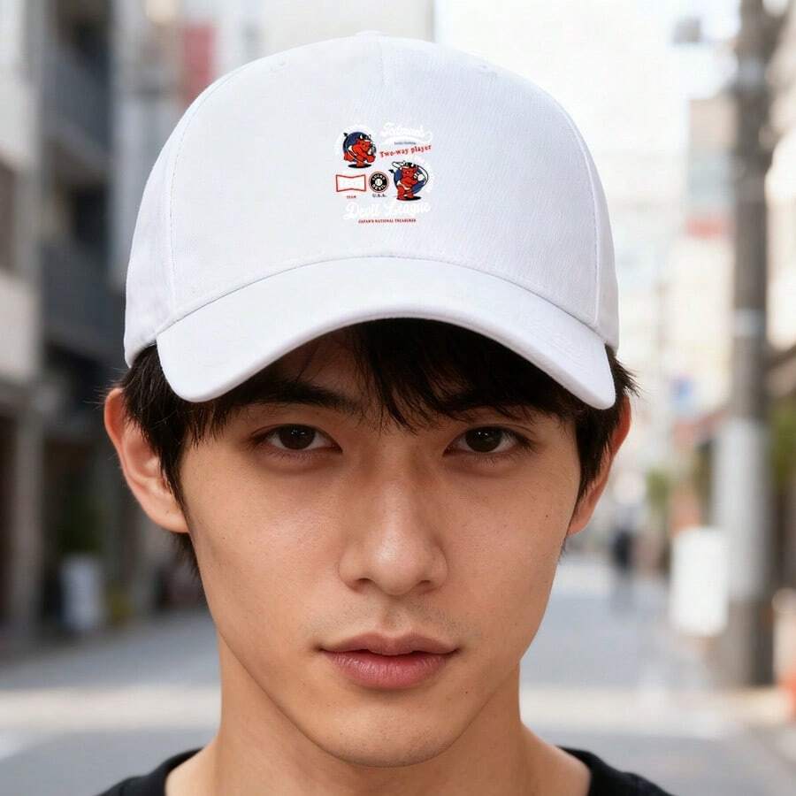 A cap with a devil league-style baseball design, black, and a semi-pants type cut with an outstanding fit. ball cap snapback fashionable low cap sports baseball cap low cap duck cap small head around large head around graphic print snapback cap Duckville cap breathable Baseball cap visual retro unisex - ホワイト - チェックする 1