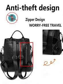 Leather Texture | Double Buckle Decor | Practical Large Capacity | Unlock The Classic Aesthetics For Urban Commuting | Adjustable Shoulder Strap/Handle, Multifunctional Companion For Daily Commute And Short-Distance Travel | Dual Carrying Modes - Multicolor - View 6