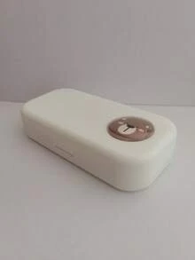 1pc Morandi Simple Stationery Box, Cartoon Large Capacity Double Layer Pencil Box, Multi Functional Stationery Storage Box, Comes With DIY Same Series Random Stickers