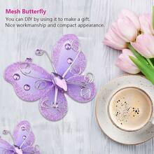 Mariposas de Organza, 24 Piezas Alambre de Malla Transparente Brillo Mariposa Tela Mariposas Boda Ropa Decoración Suministros de Bricolaje (Blanco) - Morado - Ver 4