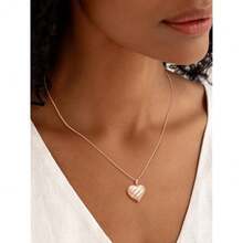 U7 Women Locket Necklace Platinum 14K Gold Photo Lockets That Hold Picture,Chain 20 Inch Person.Alized Gift Custom Love Heart Image Necklaces{Inchcolor_nameinch:Inch05#RoseGoldStripeinch} - 05#玫瑰金條紋 - 查看 3