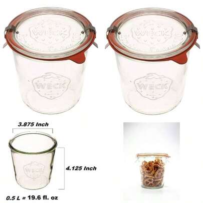 Canning Jars 742 - Mold Jars Made Of Transparent Glass - - Friendly Canning Jar - Storage Food, Yogurt With Tight Seal And Lid - 12 Liter Tall Jars Set - 2 Jars