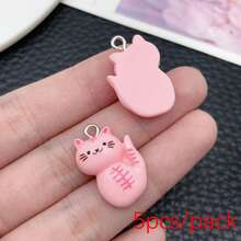 5/10pcs Cartoon Cute Cat Themed DIY Cream Glue Phone Charms, Necklace, Bracelet, And Earring Pendant Resin Accessories. - One Size - View 13