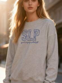 Speech Therapy Retro Flower Speech Language Pathologist SLP Long-Sleeve Sweatlong-Sleeve Sweatshirt - Xám - Xem 4