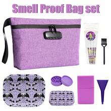 3-Piece Odor-Proof Bag Set With 3-Digit Lock, Includes Rolling Paper, Grinder, Tray And Other Accessories, Elegant Design, Smooth Texture, Portable For Travel And Daily Use, Great Christmas Or Birthday Gift - Multicolor - View 1