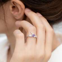 1pc S925 Sterling Silver Luxury Starry Sky Unicorn Design Ring With Sparkling Zirconia, Elegant & High-Quality Jewelry For Women, Ideal Wedding/Engagement Gift - Silver - View 5