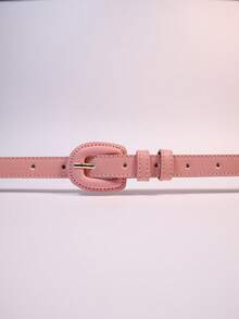 Elegant Casual Women's Belt With Covered Oval Buckle For Dresses, Pants, And Skirts - Multicolor - 珊瑚粉 - 查看 2