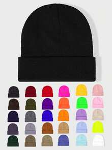 1 件 Y2K 风格时尚纯色针织帽，多用途保暖冬季便帽，适合街头、派对、户外活动、秋冬季服装 - 針織帽 - 查看 16