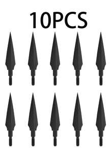 10件套户外狩猎射箭用品，弓箭配件，包括柳叶形和三面形箭头，适用于可互换箭杆、反曲弓和复合弓配件 - 黑色 - 查看 9