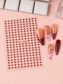 2pcs Mini Red Heart Nail Art Stickers, Valentine's Day Nail Decals, New Year Nail Supplies, DIY Nail Jewelry Decoration - Multicolor - View 7