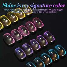 Cat Magnetic Eye Gel Nail Polish, Blue Tears Auroras Gel Polish, Blue Pink Yellow Purple Glassy Glitter Holographic Gel Nail Polish For Nail Art Manicure Salon DIY 4PCS 5ML{Inchcolor_nameinch:InchBlueTearsAurorasinch} - 藍淚極光 - 查看 8