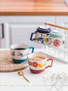 1个9盎司高品质多用途陶瓷茶杯，红色咖啡杯，旅行杯，情侣水杯，四季皆宜，适合居家和聚会使用