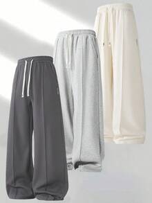 1 件装男士抽绳腰阔腿宽松休闲运动裤，春夏 - 灰色 - 查看 6