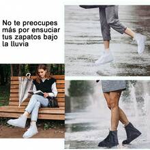 Cubre Zapatos Impermeable Antideslizante Reutilizable Protector Lluvia para Hombre y Mujer Funda para Botas de Lluvia Protege El Calzado del Aceite El Barro La Lluvia y La Nieve (L) - ‎Transparencia - Ver 6