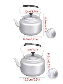 1 pièce Théière en aluminium vintage avec filtre, bouilloire de style rétro pour faire bouillir de l'eau, infuser le thé, chauffer l'alcool, petite théière pour la maison, l'extérieur, l'utilisation au restaurant - bouilloire - Voir 2