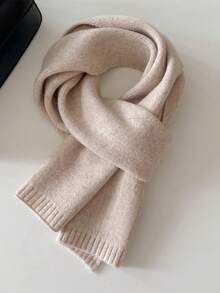 1 pieza Bufanda/Chal de punto de color caramelo con flecos, de estilo coreano, versátil para otoño/invierno, unisex - Multicolor - Ver 25