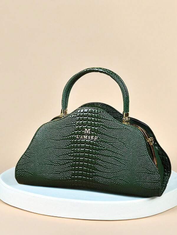 Elegant Cloud Women's Handbag, Vintage Classic Crocodile Pattern Shoulder Bag, Crossbody